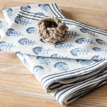 Exceptional Hand-Blocked Cotton Cloth Napkins Set
