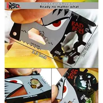 23 in 1 Credit Card Multi Tool Set Gifts for Him. Best Birthday & Valentine's Day Gifts for Men who Have Everything - Coolest Gadgets Regalos para Hombre Multi Tool Card Set - Bad Boy Edition v3.0