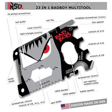 23 in 1 Credit Card Multi Tool Set Gifts for Him. Best Birthday & Valentine's Day Gifts for Men who Have Everything - Coolest Gadgets Regalos para Hombre Multi Tool Card Set - Bad Boy Edition v3.0