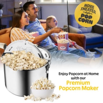 Stovetop Popcorn Maker - 6.5-Quart Stainless-Steel Popper
