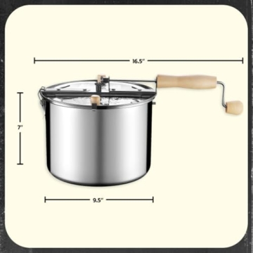 Stovetop Popcorn Maker - 6.5-Quart Stainless-Steel Popper