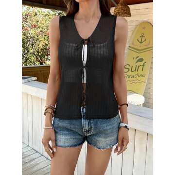 Stylish BB&KK Tie Front Summer Vest - Lightweight & Versatile
