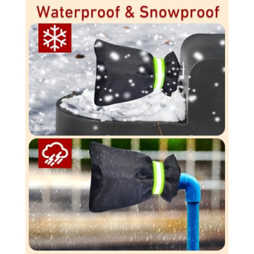 Outdoor Faucet Covers for Winter Freeze Protection - 3 Pack, Thickened Insulated Pipe Covers for Outside, Reusable Waterproof Spigot Covers, 7.7" H x 5.9" W, Black（Reflective)