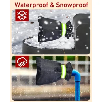 Outdoor Faucet Covers for Winter Freeze Protection - 3 Pack, Thickened Insulated Pipe Covers for Outside, Reusable Waterproof Spigot Covers, 7.7" H x 5.9" W, Black（Reflective)
