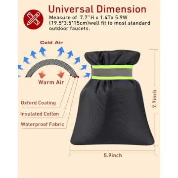 Outdoor Faucet Covers for Winter Freeze Protection - 3 Pack, Thickened Insulated Pipe Covers for Outside, Reusable Waterproof Spigot Covers, 7.7" H x 5.9" W, Black（Reflective)