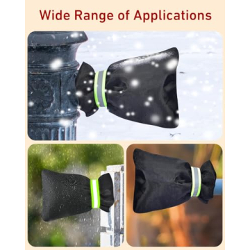 Outdoor Faucet Covers for Winter Freeze Protection - 3 Pack, Thickened Insulated Pipe Covers for Outside, Reusable Waterproof Spigot Covers, 7.7" H x 5.9" W, Black（Reflective)
