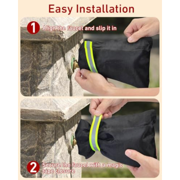 Outdoor Faucet Covers for Winter Freeze Protection - 3 Pack, Thickened Insulated Pipe Covers for Outside, Reusable Waterproof Spigot Covers, 7.7" H x 5.9" W, Black（Reflective)