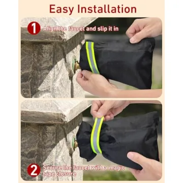 Outdoor Faucet Covers for Winter Freeze Protection - 3 Pack, Thickened Insulated Pipe Covers for Outside, Reusable Waterproof Spigot Covers, 7.7" H x 5.9" W, Black（Reflective)