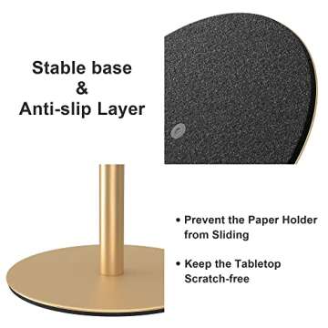 Gold Paper Towel Holder Free-Standing Kitchen Roll Holder, Premium Stainless Steel Kitchen Towel Holder for Kitchen Rolls Organizer, Classic Fashion Kitchen Roll Dispenser Suit for Any Kitchen