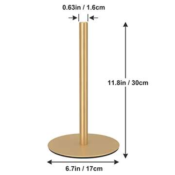 Gold Paper Towel Holder Free-Standing Kitchen Roll Holder, Premium Stainless Steel Kitchen Towel Holder for Kitchen Rolls Organizer, Classic Fashion Kitchen Roll Dispenser Suit for Any Kitchen