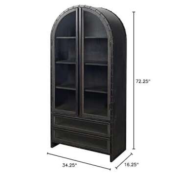 MAKLAINE Wood & Glass Door Display Cabinet in Brown