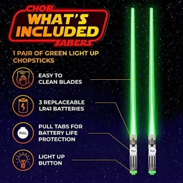 Glow-In-The-Dark Green Lightsaber Chopsticks