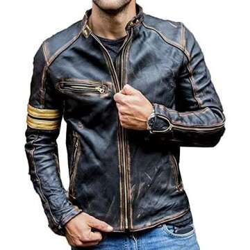 Men’s Elite Vintage Café Racer Motorcycle Jacket - Distressed Style