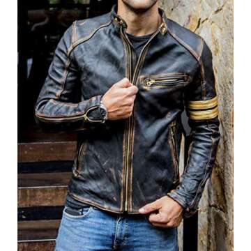 Men’s Elite Vintage Café Racer Motorcycle Jacket - Distressed Style