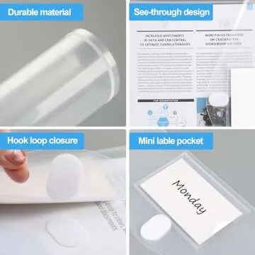 KTRIO 8 Pack Binder Folder Pockets for 3 Ring Binder Organizer Inserts Accessories with Hook and Loop Closure, Heavyweight, Letter Size, Side Loading, Clear