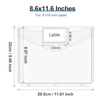 KTRIO 8 Pack Binder Folder Pockets for 3 Ring Binder Organizer Inserts Accessories with Hook and Loop Closure, Heavyweight, Letter Size, Side Loading, Clear