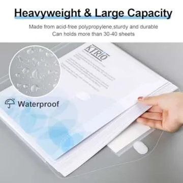 KTRIO 8 Pack Binder Folder Pockets for 3 Ring Binder Organizer Inserts Accessories with Hook and Loop Closure, Heavyweight, Letter Size, Side Loading, Clear