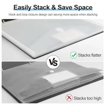 KTRIO 8 Pack Binder Folder Pockets for 3 Ring Binder Organizer Inserts Accessories with Hook and Loop Closure, Heavyweight, Letter Size, Side Loading, Clear