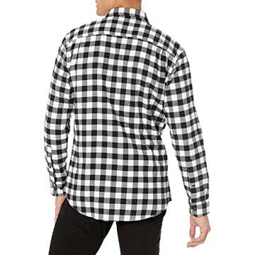 Amazon Essentials Men's Long-Sleeve Flannel Shirt (Available in Big & Tall), Black Buffalo Plaid, Medium