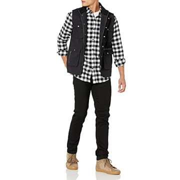 Amazon Essentials Men's Long-Sleeve Flannel Shirt (Available in Big & Tall), Black Buffalo Plaid, Medium