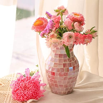 Handmade Mosaic Glass Vase - Decorative Flower Centerpiece