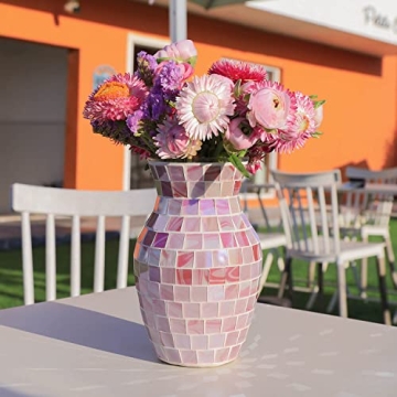 Handmade Mosaic Glass Vase - Decorative Flower Centerpiece