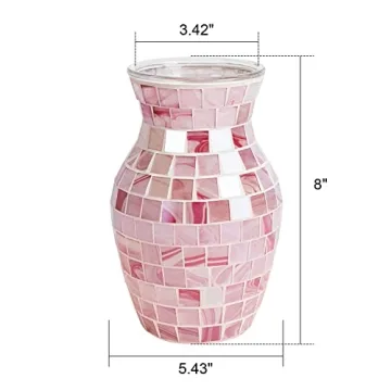 Handmade Mosaic Glass Vase - Decorative Flower Centerpiece