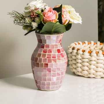 Handmade Mosaic Glass Vase - Decorative Flower Centerpiece