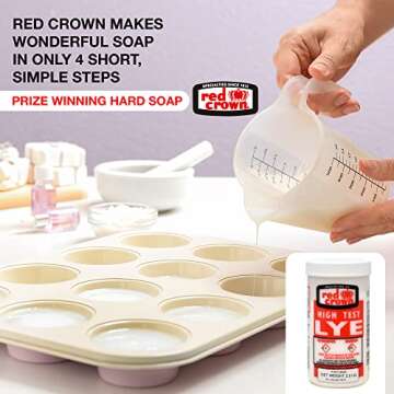 The Boyer Corporation Lye for Soap Making, Sodium Hydroxide Pure High Test Lye Food Grade, Caustic Soda, Drain Cleaner and Clog Remover, 2.2 lbs.