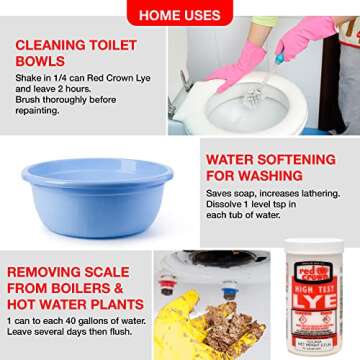 The Boyer Corporation Lye for Soap Making, Sodium Hydroxide Pure High Test Lye Food Grade, Caustic Soda, Drain Cleaner and Clog Remover, 2.2 lbs.