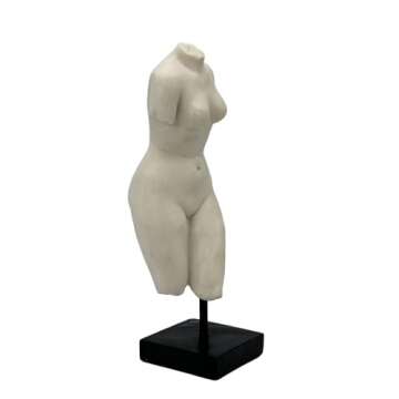 Galt International 13.5" Poly Marble Body Statue w/Black Pedestal Stand for Home Decor - Greek God Sculpture Mythology Stone-Like Marble-Feel Accent (Woman)