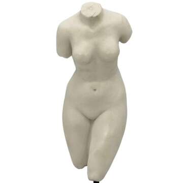 Galt International 13.5" Poly Marble Body Statue w/Black Pedestal Stand for Home Decor - Greek God Sculpture Mythology Stone-Like Marble-Feel Accent (Woman)