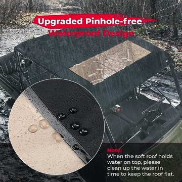 KEMIMOTO 6-Seat Crew Canvas Roof Top Tint Waterproof Compatible with Polaris Ranger Crew XP 1000 2017-2025/2020-2025 Ranger Crew 1000/2013+ Polaris Ranger Crew 900 Sunshade Soft Top Accessories
