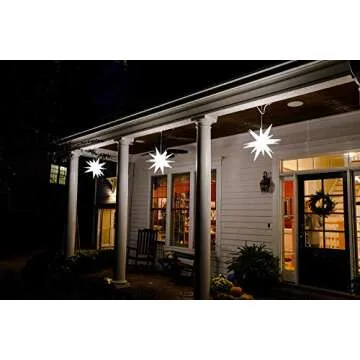 Elf Logic Large 18” Easy Assembly Warm White LED Moravian Star - Hanging Outdoor Christmas Light - Use as Holiday Decoration, Porch Light, 3D Fixture, Advent Star, Wedding & Ballroom Venue Decor