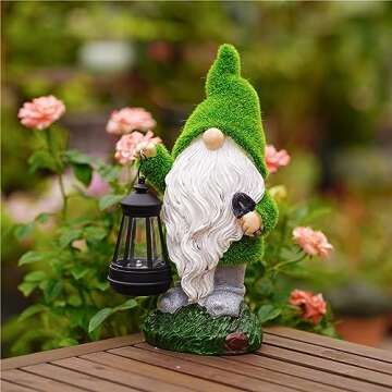 LNPNRENG Solar Garden Outdoor Statue Gnome Light - Lawn Decoration Patio, Balcony, Yard Decoration -...