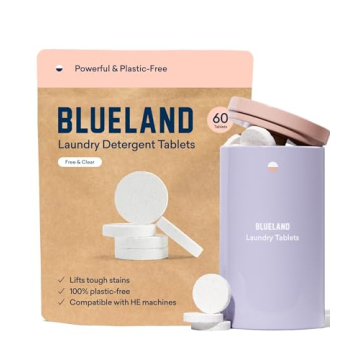 BLUELAND Laundry Detergent Tablet Starter Set - Eco-Friendly, Plastic-Free, Natural, Gentle, Plant-B...