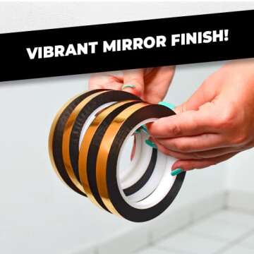 WOD MPFT2 Gold Metalized Polyester Mylar Film Tape with Acrylic Adhesive, 3/8 inch x 72 yds. Vibrant Mirror Gold Tape, Decor Tape for Detailing Accent Wall, Graphic Arts, Car and Boat Trim