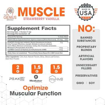 Genius Muscle Builder & Mass Gainer, Strawberry Vanilla - 100% Natural Anabolic Activator Supplement...