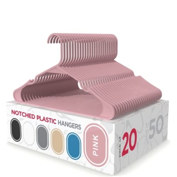 Sharpty Plastic Hangers Clothes Hangers for Clothing, Closet, Coats & Shirts - Notched, Durable, Thi...