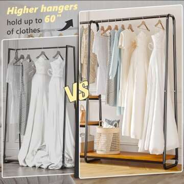 Raybee 67’’H Clothes Rack,Clothing Rack with Shelves Clothing Racks for Hanging Clothes Heavy Duty Garment Rack Portable Closet Rack Free Standing Wardrobe Closet 67" Hx39.8 Lx15.8 D