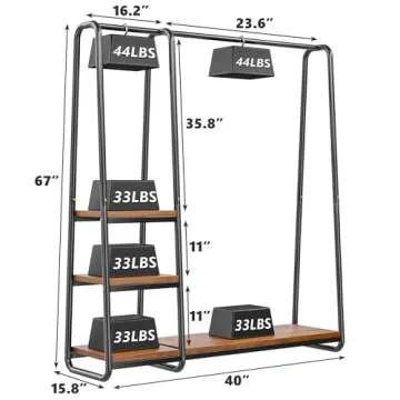 Raybee 67’’H Clothes Rack,Clothing Rack with Shelves Clothing Racks for Hanging Clothes Heavy Duty Garment Rack Portable Closet Rack Free Standing Wardrobe Closet 67" Hx39.8 Lx15.8 D