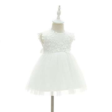Meiqiduo Baby Girls Dress for Christening Baptism Party - Ivory