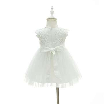 Meiqiduo Baby Girls Dress for Christening and Baptism