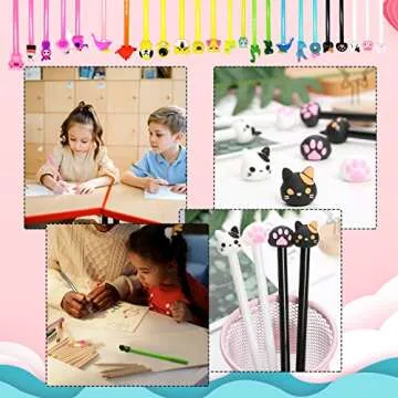 RYKOMO 50PCS Cute Cartoon Novelty Gel Ink Pens Assorted Styles Fun Kawaii Pens Cartoon Animal Writing Pens 0.5mm Cute Pens Stationery Cartoon Fun Pens for Kids School Office Home Student Present