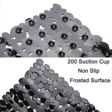 SONGZIMING Non-Slip Pebble Bath Mat - Black 16W x 35L Inches for Smooth Tub