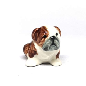 ZOOCRAFT Mini Bulldog Figurine - Hand Painted Ceramic Collectible