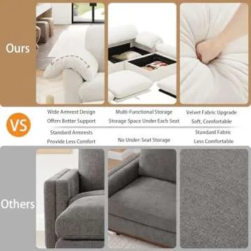 Stylish Cloud Couch Sectional Sofa with Hidden Storage