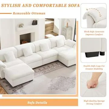 Stylish Cloud Couch Sectional Sofa with Hidden Storage