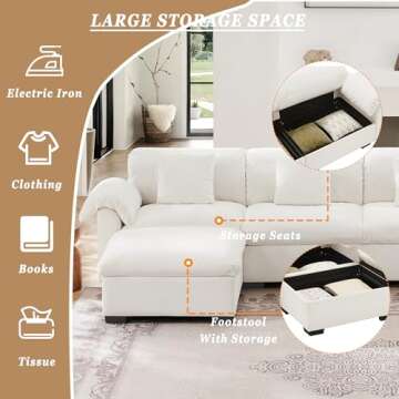 Stylish Cloud Couch Sectional Sofa with Hidden Storage