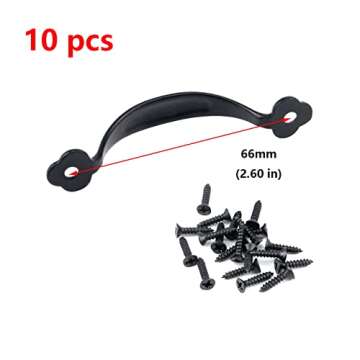 Antrader 2.6-Inch (6.6cm) Cabinet Hardware Handle Pull, Zinc Alloy Sliding Door Handles for Gates Cabinet Drawer Door, Black, Pack of 10